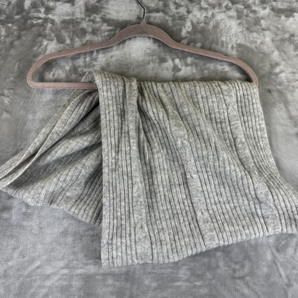 Martha Stewart Infinity Scarf Women OS Gray 100% Cashmere Cable Ribbed (1534)